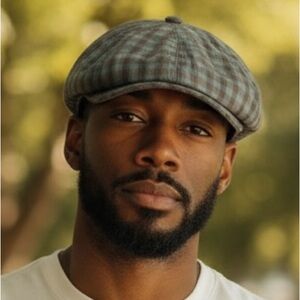 Goorin Bros Gray and Blue Plaid Newsboy Cap